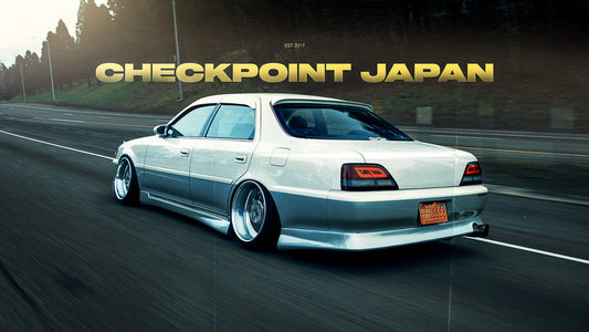 JZX100 Toyota Mark II sedan rolling shot on highway in Portland Oregon.