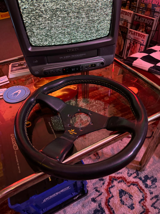 Personal Yellow Logo & Stitch Steering Wheel (350mm)